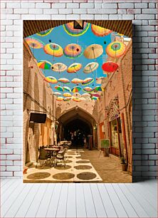 Πίνακας, Colorful Umbrellas in an Alleyway Πολύχρωμες ομπρέλες σε ένα στενό