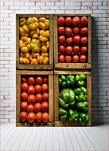 Πίνακας, Colorful Vegetables in Wooden Crates Πολύχρωμα λαχανικά σε Ξύλινα τελάρα