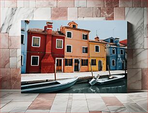 Πίνακας, Colorful Waterfront Houses Πολύχρωμα Παραθαλάσσια Σπίτια