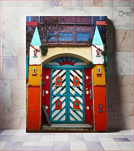 Πίνακας, Colorful Wooden Door Πολύχρωμη Ξύλινη Πόρτα