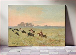 Πίνακας, Comanche Indians Chasing Buffalo by George Catlin