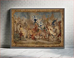 Πίνακας, Combat between Menelaus and Paris by Charles Le Brun, Royal Aubusson Manufactory, Gobelins Manufactory and Raphael