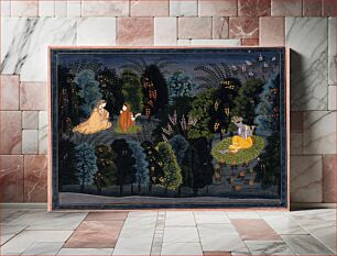 Πίνακας, Companion Persuading Radha as Krishna Flutes, Folio from the "Lambagraon" Gita Govinda (Song of the Cowherd)