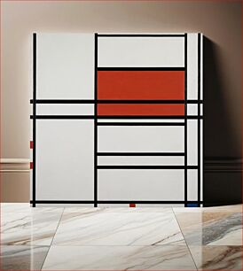 Πίνακας, Composition of Red and White: Nom 1, Composition No. 4 with red and blue (1938–1942) by Piet Mondrian