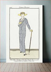 Πίνακας, Costume tailleur en Cheyotte grise (1912) by Bernard Boutet de Monvel, published in Journal des Dames et des Modes