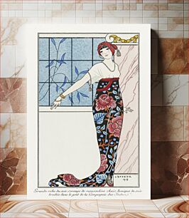 Πίνακας, Costumes Parisiens: Grande robe du soir from Journal des Dames et des Modes (1913) by George Barbier