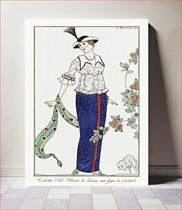 Πίνακας, Costumes Parisiens, no. 3: Toilette d'Été, Toilette d'Été Blouson de Linon sur Jupe de foulard from Journal des Dames et des Modes (1912) by