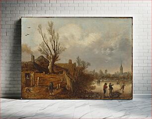 Πίνακας, Cottages and Frozen River by Esaias van de Velde I