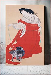 Πίνακας, Court Lady with Dog (1830s) by Mihata Joryu