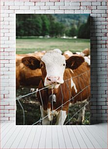 Πίνακας, Cow Behind Fence Αγελάδα πίσω από το φράχτη