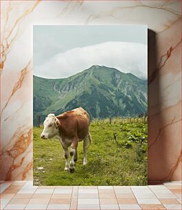 Πίνακας, Cow in Mountain Landscape Αγελάδα στο ορεινό τοπίο