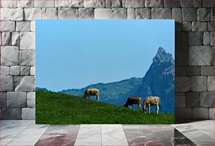 Πίνακας, Cows Grazing in the Mountains Αγελάδες που βόσκουν στα βουνά