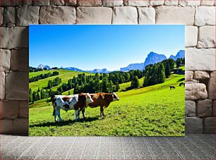 Πίνακας, Cows in a picturesque landscape Αγελάδες σε ένα γραφικό τοπίο