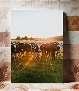 Πίνακας, Cows in the Field at Sunset Αγελάδες στο χωράφι στο ηλιοβασίλεμα