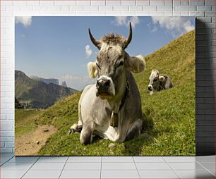 Πίνακας, Cows Resting in a Mountain Meadow Αγελάδες που ξεκουράζονται σε ένα ορεινό λιβάδι