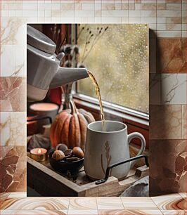Πίνακας, Cozy Autumn Tea Time Άνετη φθινοπωρινή ώρα τσαγιού