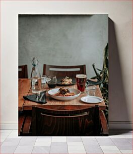 Πίνακας, Cozy Table Setting with Meal and Beverages Άνετο τραπέζι με γεύματα και ποτά