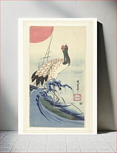 Πίνακας, Crane and Surf (1833) by Utagawa Hiroshige
