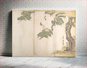 Πίνακας, Crane and Their Young in Their Nest in the Branches of a Pine-tree by Utagawa Toyoharu