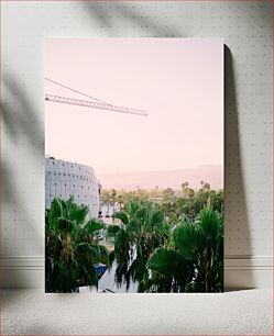 Πίνακας, Cranes and Palm Trees at Sunset Γερανοί και φοίνικες στο ηλιοβασίλεμα