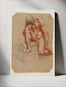 Πίνακας, Crouching male nude by Filippo Esegrenio