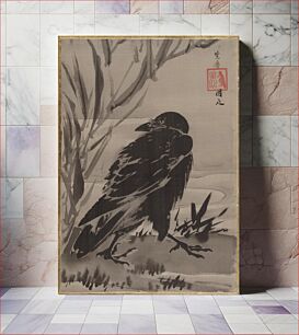 Πίνακας, Crow and Reeds by a Stream by Kawanabe Kyosai