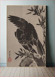 Πίνακας, Crow on a Rock by Kawanabe Kyosai