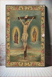 Πίνακας, Crucifix with saints and flower garland frame (1896)