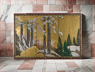 Πίνακας, Cryptomerias and cedars on a snowy hillside