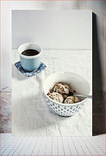 Πίνακας, Cup of Coffee and Bowl of Ice Cream Φλιτζάνι καφέ και μπολ παγωτό