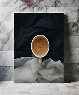 Πίνακας, Cup of Coffee on Drapes Φλιτζάνι καφέ σε κουρτίνες