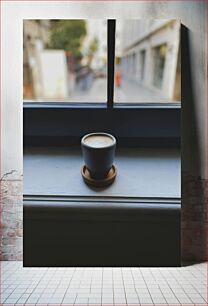 Πίνακας, Cup of Coffee on Window Sill Φλιτζάνι καφέ στο περβάζι