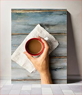 Πίνακας, Cup of Coffee on Wooden Table Φλιτζάνι καφέ σε ξύλινο τραπέζι