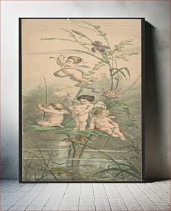 Πίνακας, Cupid panel for screen decoration [four cupids fishing]