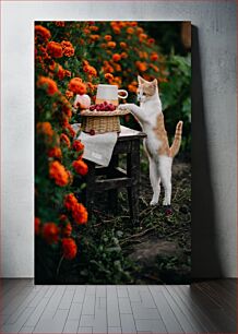 Πίνακας, Curious Cat in Garden Περίεργη γάτα στον κήπο