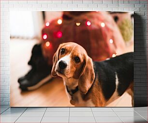 Πίνακας, Curious Dog at Christmas Περίεργος σκύλος τα Χριστούγεννα