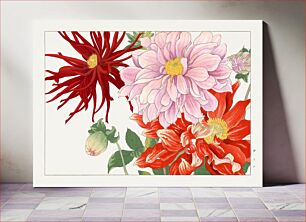 Πίνακας, Dahlia flower woodblock painting