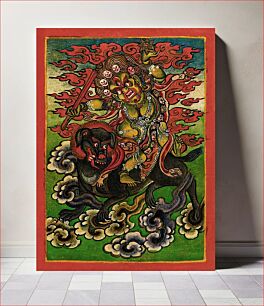 Πίνακας, Dakini on a Gray Dog, Nyingmapa Buddhist or Bon Ritual Card (18th-19th century), vintage Tibet God illustration