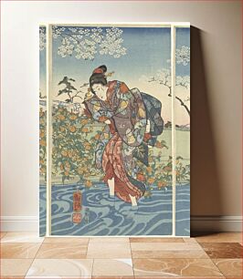 Πίνακας, De Ide Tama rivier in de provincie Yamashiro, Utagawa Kuniyoshi (ca. 1847) by Utagawa Kuniyoshi