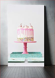 Πίνακας, Decorated Cake with Cherries Διακοσμημένο κέικ με κεράσια