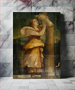 Πίνακας, Decorative panel - allegorical figure of a woman with a broken arrow