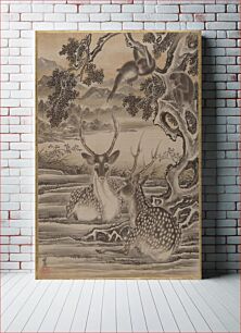 Πίνακας, Deer and Monkeys by Kawanabe Kyosai
