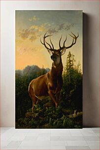 Πίνακας, Deer in forest landscape, Alexander Brodszky