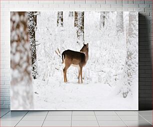 Πίνακας, Deer in Snowy Forest Ελάφια στο Χιονισμένο Δάσος