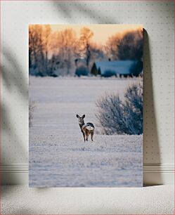 Πίνακας, Deer in the Winter Landscape Ελάφια στο χειμερινό τοπίο