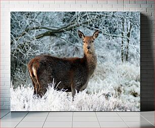 Πίνακας, Deer in Winter Forest Ελάφια στο Χειμερινό Δάσος