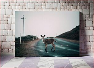 Πίνακας, Deer on a Quiet Road Ελάφια σε έναν ήσυχο δρόμο