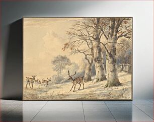 Πίνακας, Deer under Beech Trees in Summer by Hendrik Gerrit ten Cate