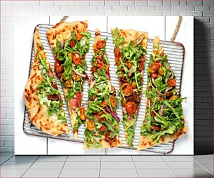 Πίνακας, Delicious Arugula Pizza Slices Νόστιμες φέτες πίτσας ρόκα