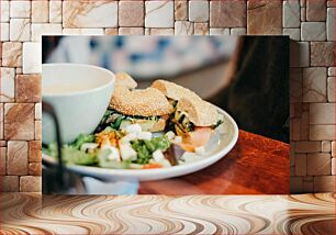 Πίνακας, Delicious Bagel with Salad Νόστιμο κουλούρι με σαλάτα